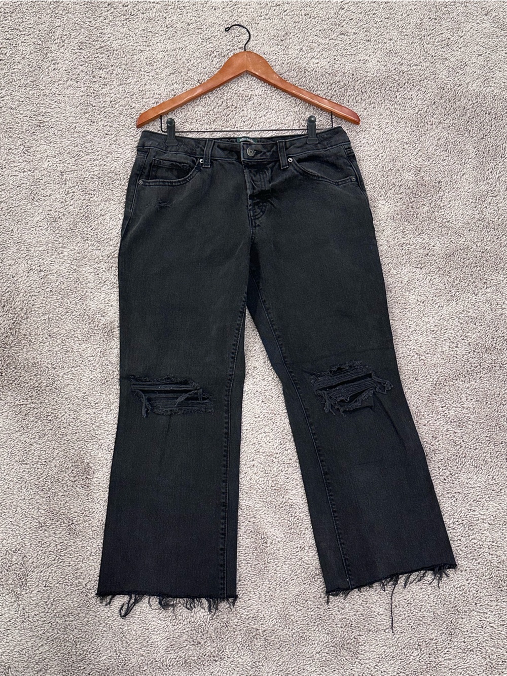 wild fable Black Wide-Leg Distressed Jeans